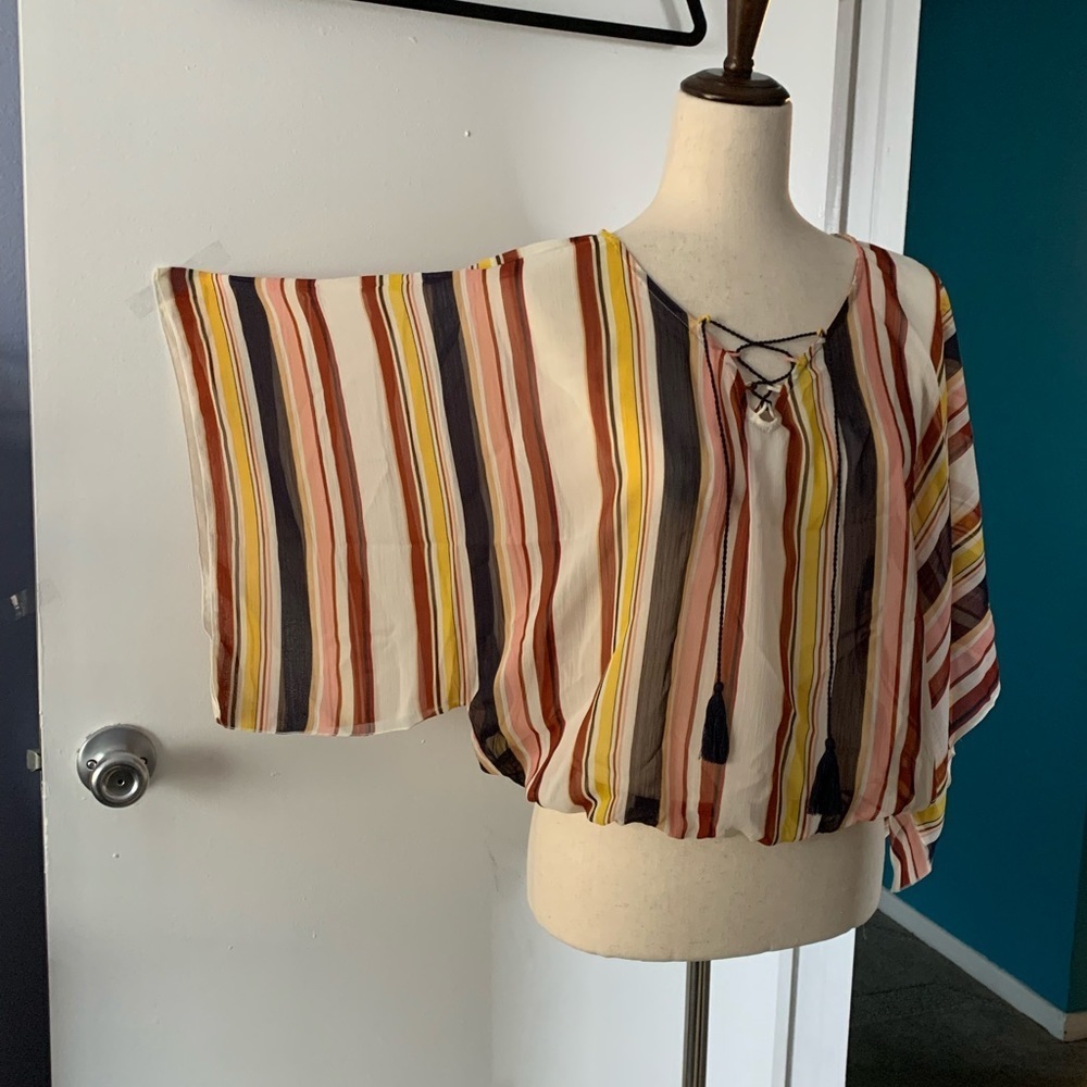 NWT Sanctuary “Desert Escape “ Striped Gauzy Blouse. - Picture 2 of 10